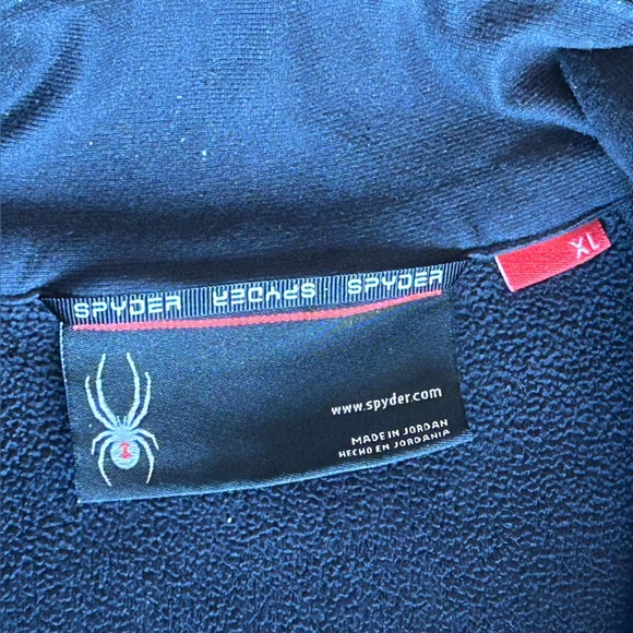 Spyder Men’s Fleece Lined Black Pullover with Red 1/4 Zipper - Picture 11 of 16